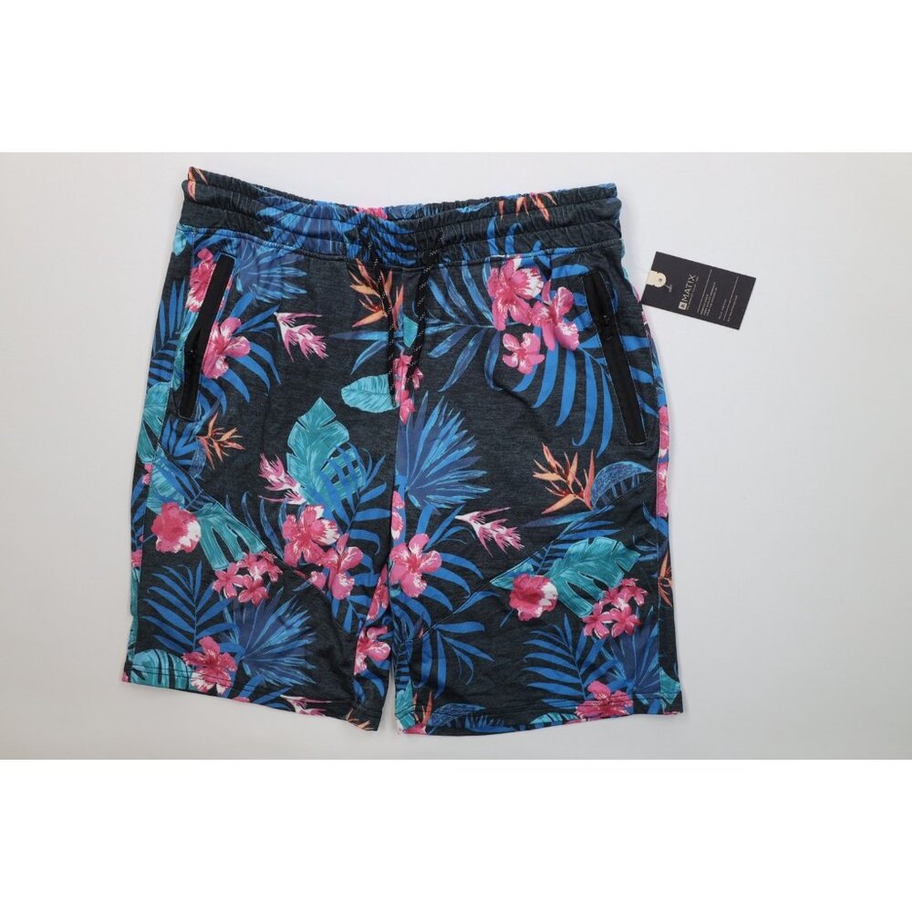 Deadstock Y2K Matix Surfing Mens Medium Knit Flower Hawaiian Beach Shorts Surf